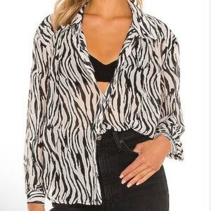 Free People Ciara Printed Buttondown in Zebra